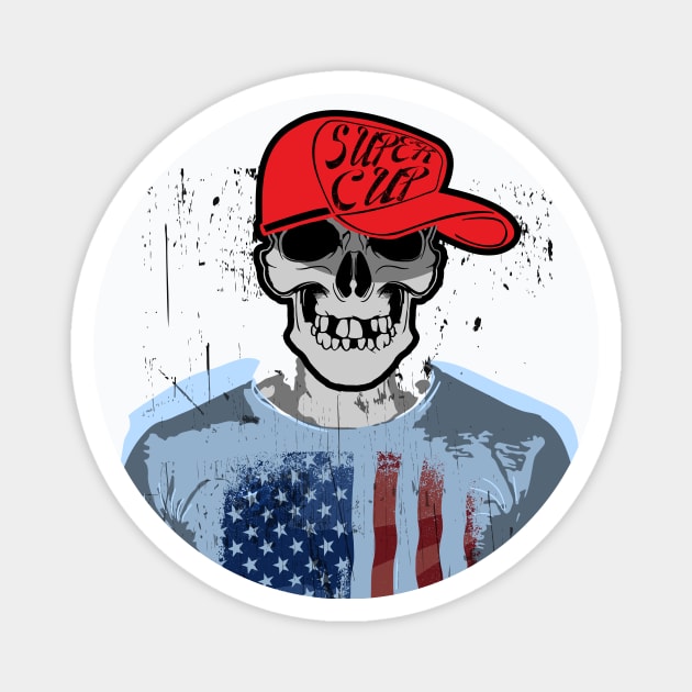 Best Skull T Shirt American Flag tee shirts Gifts Magnet by MIRgallery